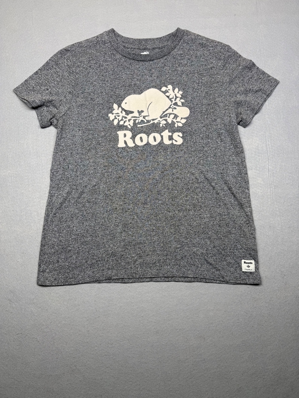 Roots T-Shirt Men's L Gray Casual Cotton Blend